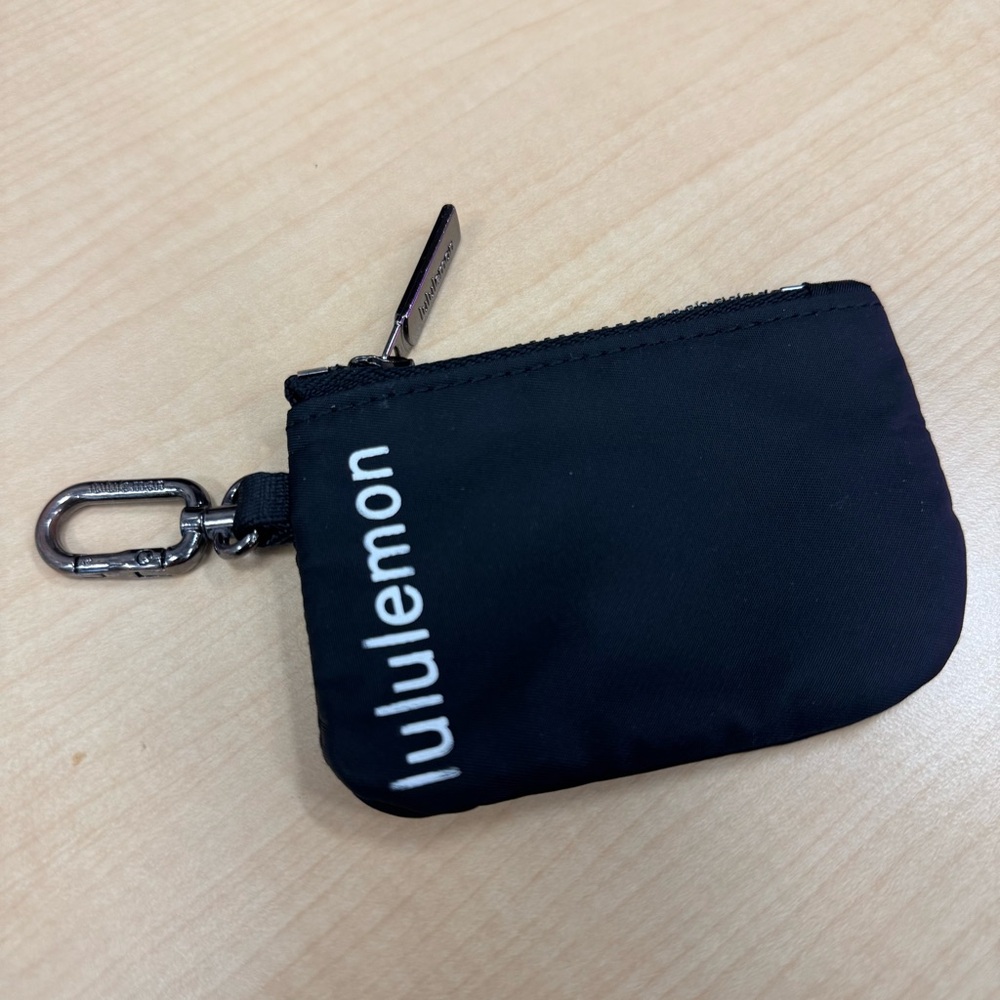 Lululemon Black/White Zip Key Pouch with Metal Clip